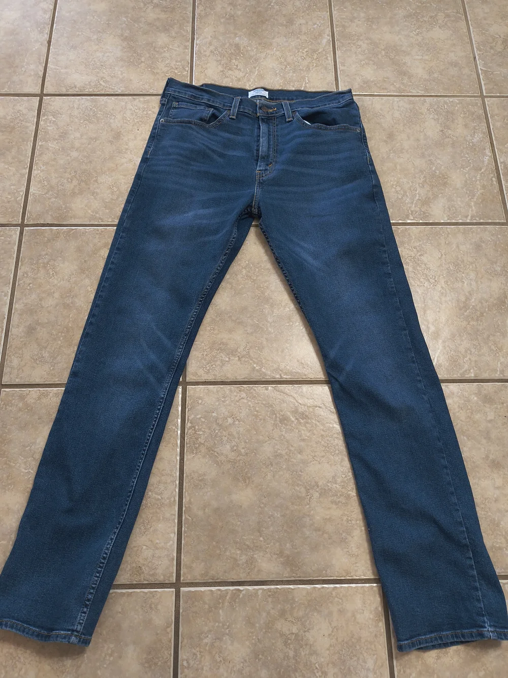 Denizen from Levi's Slim Straight Medium Blue Jeans with Yellow Stitching